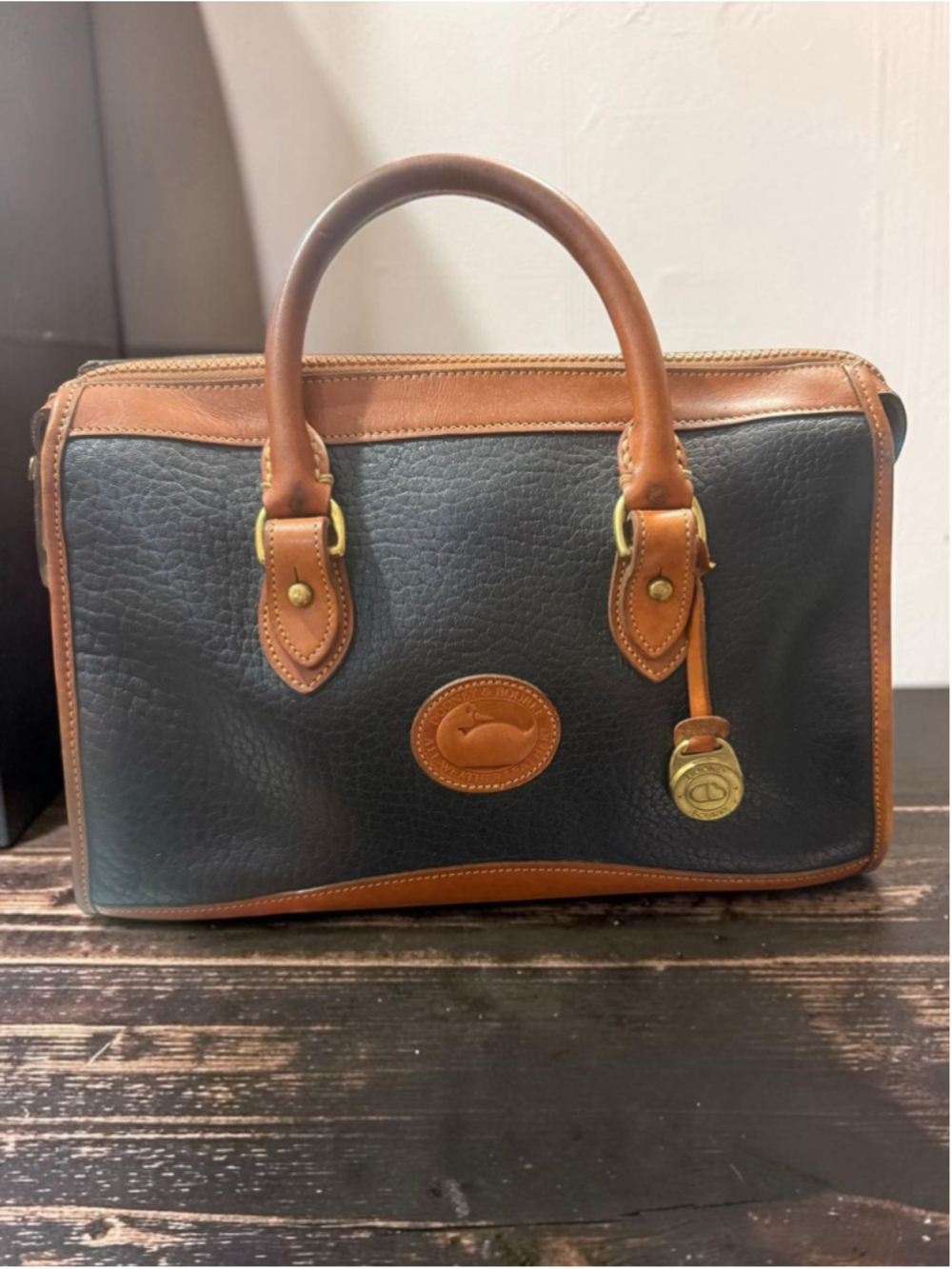 Vintage Dooney & Bourke All-Weather Leather Doctor’s Satchel | Black Pebbled Lea